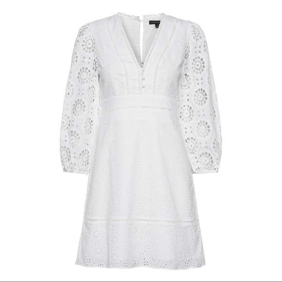 NWOT BANANA REPUBLIC Eyelet Puff-Sleeve Mini Dress - Picture 2 of 13